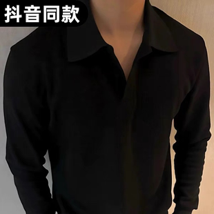 2025新款海鸥领POLO衫男款秋季美式健身运动长袖T恤正肩套头卫衣