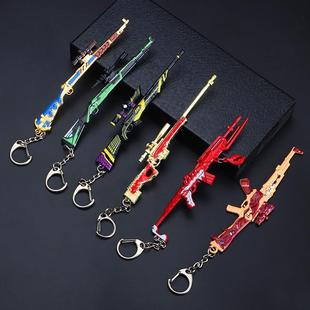 精工版吃鸡钥匙扣 P90 MG3 UZI GROZA DP28 M416迷你金属挂件玩具