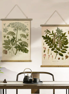 Scroll Wall Art Botanical Flower Decorative Painting Living