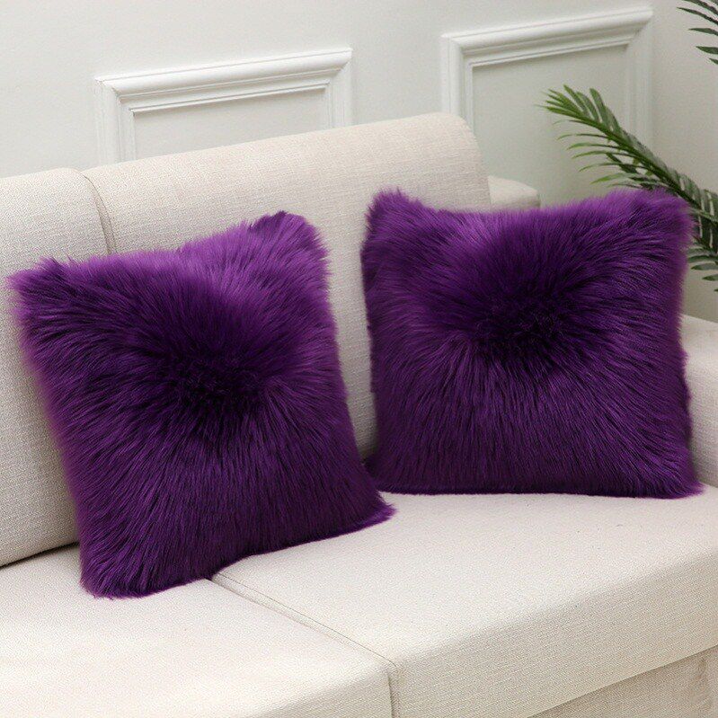 Plush pillowcase sofa cushion cover long hair pillow case图片