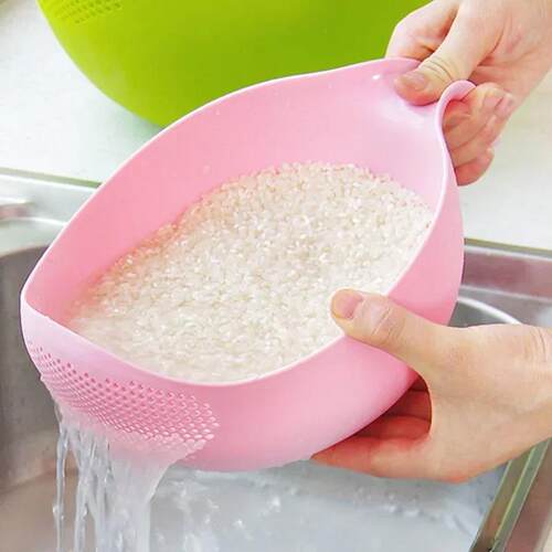 Plastics Rice Washer Portable Rice Washing Bowl Wit Handle跨