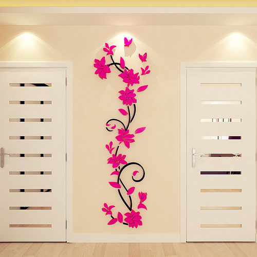 Rosebud Vine 3d Acrylic Entryway Stereo Wall Stickers