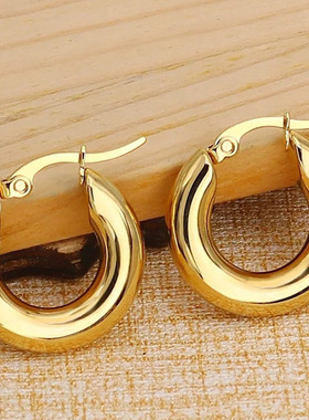 Surgical Steel Gold Tone Women Chunky Hoops Earrings Gift