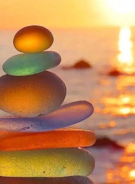 Glass beach stone fish tank decoration blue glass stone跨境