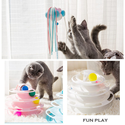 3/4 Levels Cat Toy Tower Training Amusement Plate Kitten跨境