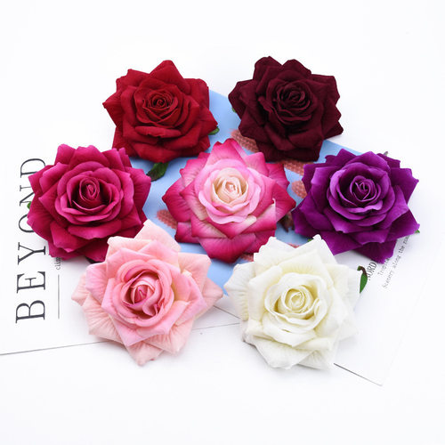 1/5 Pieces 10CM Velvet Roses Head Valentine's Day Gifts跨境