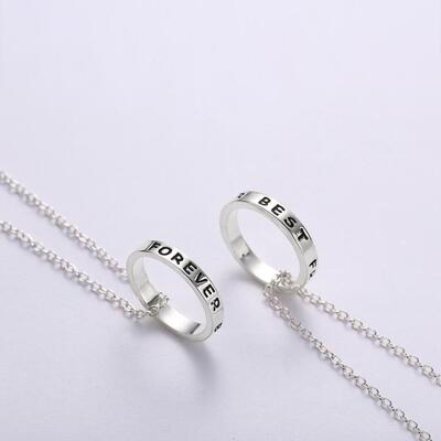 2pcs/set Friendship Couple Necklace for Women Men Engraved