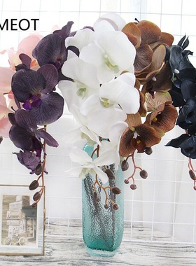 8 Heads Big Silk Artificial Flower Branch Orchid跨境代发