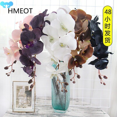 8 Heads Big Silk Artificial Flower Branch Orchid跨境代发