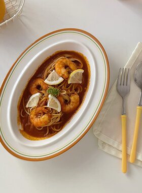 Coil Soup Plate Oval Fish Plate Salad Pasta Plate Ceramic