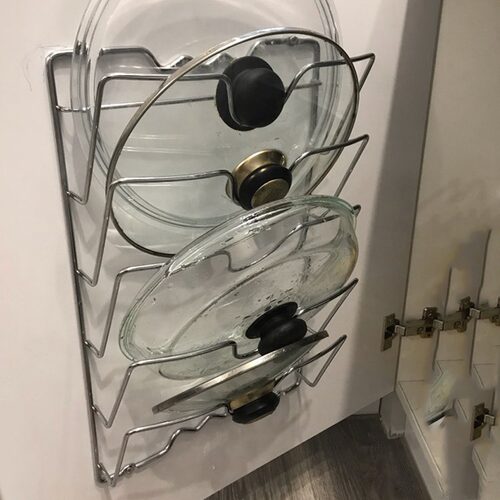 Kitchen multi-layer wall-mounted pot lid rack plating put ve