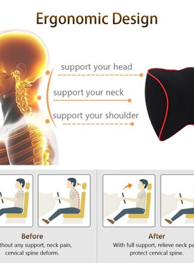 Car Neck Headrest Pillow Auto Seat Chair Memory Foam Head跨