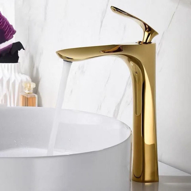 Gold Chrome Bathroom Faucet Hot Cold Water Sink Mixer Tap跨