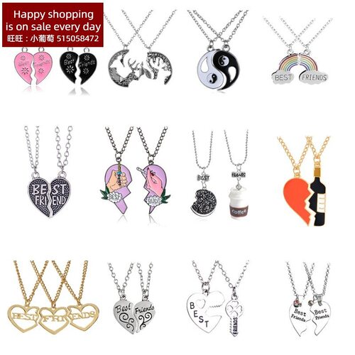 Couple Pendant Necklace 2Pcs Friendship Jewelry for ladies