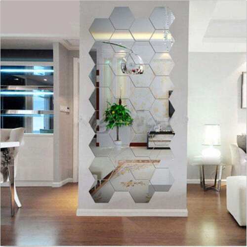 12Pcs DIY 3D Hexagon Art Acrylic Mirror Wall Sticker Decal H