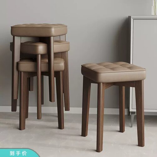 Solid Wood Upholstered Dining Chair Stool Wooden Chair Bench