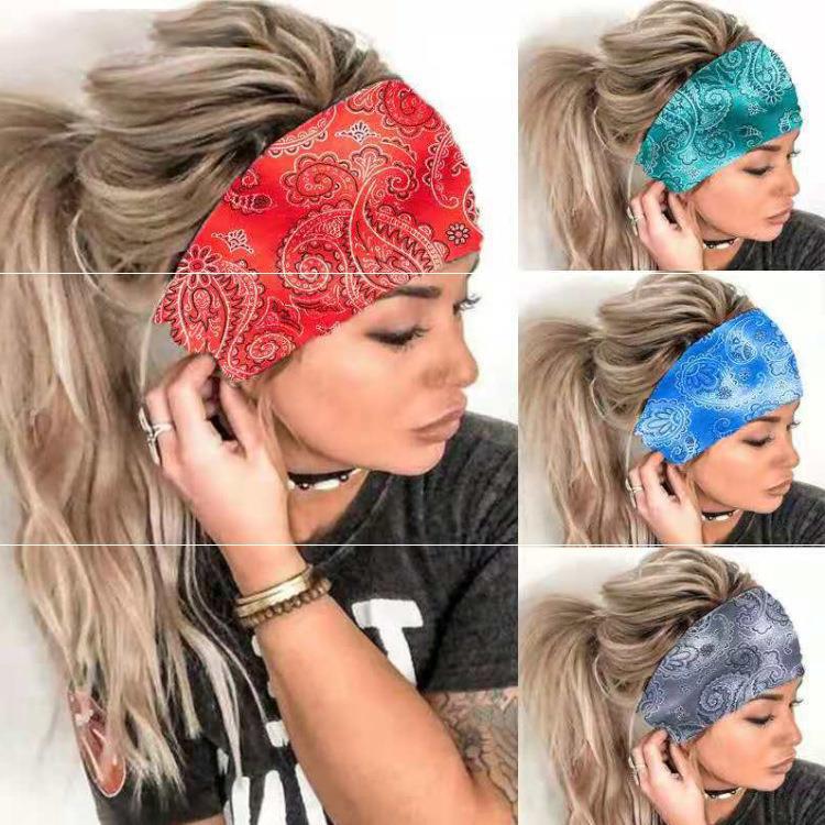 Women's headband printed yoga sports wide band scarf女士头巾图片