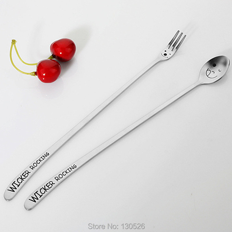 2Pcs New Heavy Long Handle Stainless Steel Cake Dessert跨境