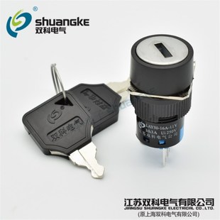 江蘇雙科電氣 16AY 11Y 小型圓形兩檔鑰匙自鎖選擇按鈕開關 LAY50