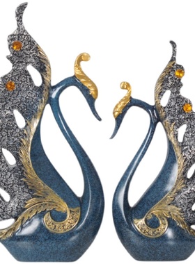 创意招财情侣天鹅家居摆件电视柜客厅卧室装饰品朋友闺蜜结婚礼物