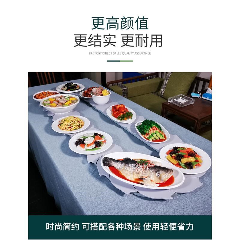 家用长方形长桌旋转手动餐桌转盘椭圆形餐桌转盘可调节长短转盘