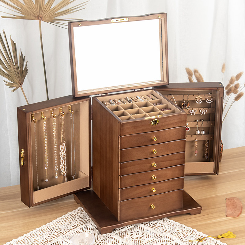 实木首饰盒2025新款多层大容量饰品盒木质项链手镯耳环戒指收纳盒,饰品/流行首饰/时尚饰品新,首饰盒,淘宝优惠券,粉丝福利购,淘宝优惠卷