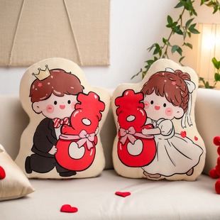 抱枕结婚一对婚庆婚房喜字压床娃娃优质填充料丰盈饱满高档喜娃陪
