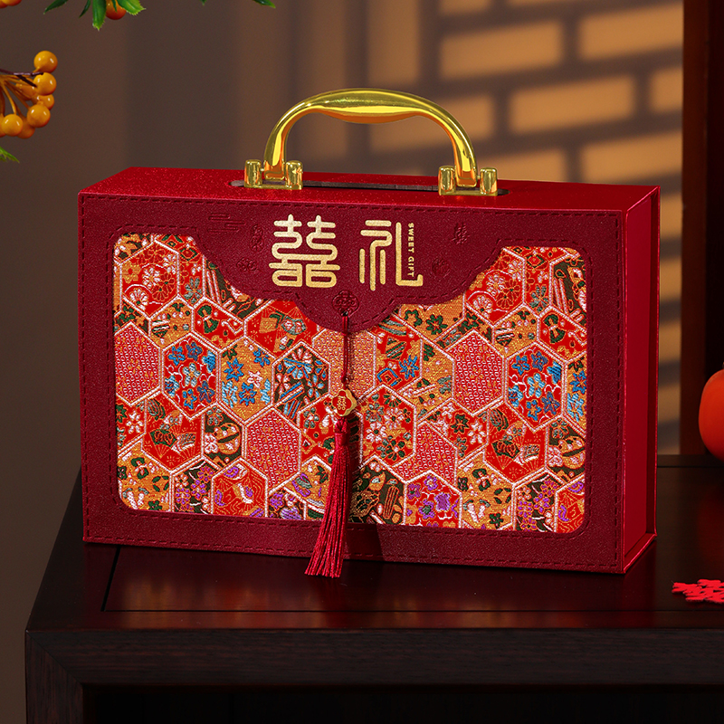 高档皮质彩礼钱盒子大号