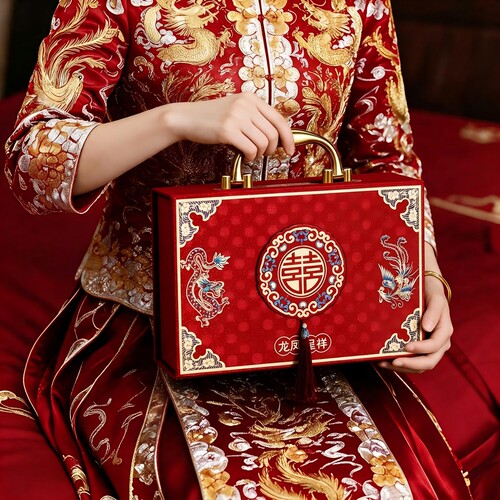 新中式结婚礼金箱彩礼收纳盒子