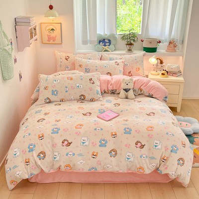冬季牛奶绒被套单件卡通珊瑚绒冬