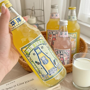 华洋1982汽水碳酸饮料凤梨味358ml 12玻璃瓶果味果汁汽水整箱
