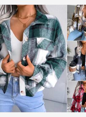 2022 plaid tweed jacket jacket lantern long sleeve ins women