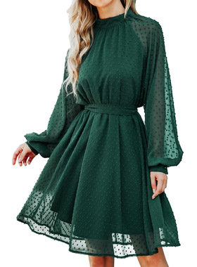 Women wedding guest dress long sleeve elegant chiffon dress