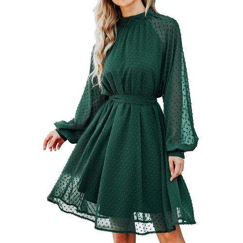 Women wedding guest dress long sleeve elegant chiffon dress