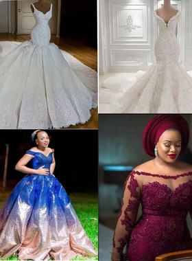 2019女定制结婚礼服婚纱鱼尾拖尾宴会蕾丝连衣裙Wedding dresses