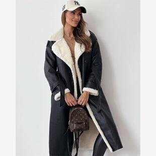 Double sided lapelcoat秋冬新款女装穿搭仿皮毛绒双面穿翻领大衣