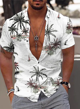 ch 5xl Short Sleeve Fashion Tops Tee Shirt Men Blouse Camisa