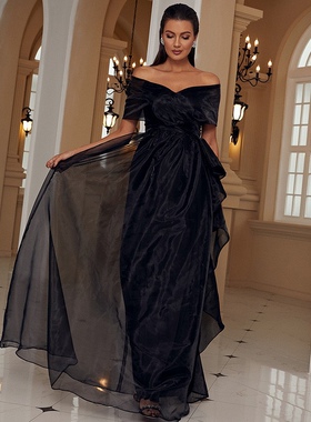 婚礼生日晚礼服 Evening Dress Long A Line Silk Lady Prom Gown