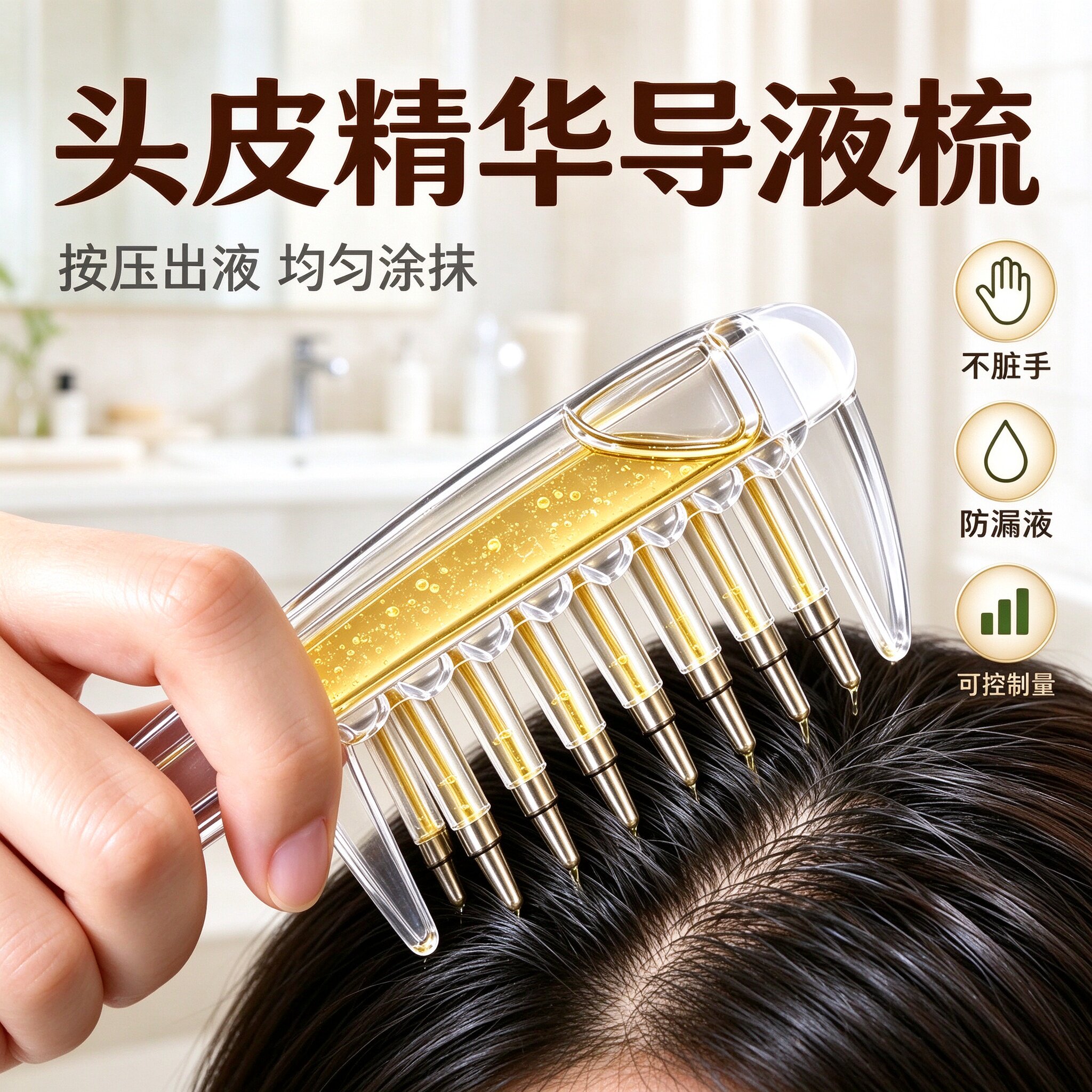 水晶导液梳头皮米诺上液导入梳