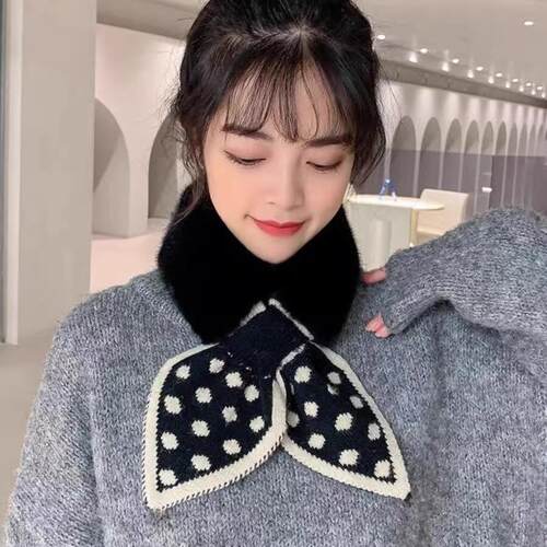 交叉仿兔毛围脖女款冬季保暖