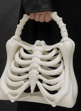 printed skeleton bone bag骨制包装饰万圣节骷髅骨架手提包