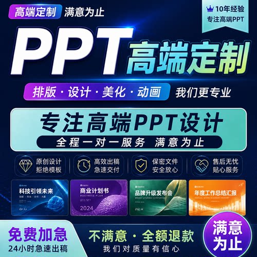 高端ppt制作代做设计定制美化修改排版课件帮做汇报企业宣传总结