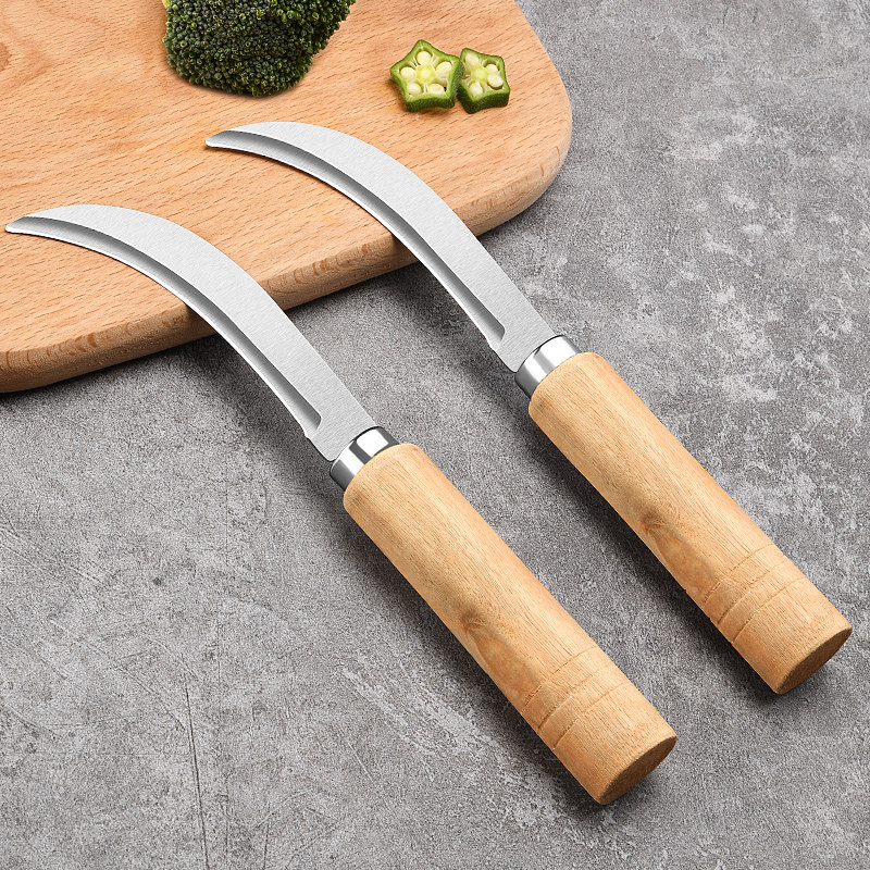 不锈钢小弯刀香蕉刀商用烤肠开改花刀割韭菜刀具菠萝刀家用水果刀