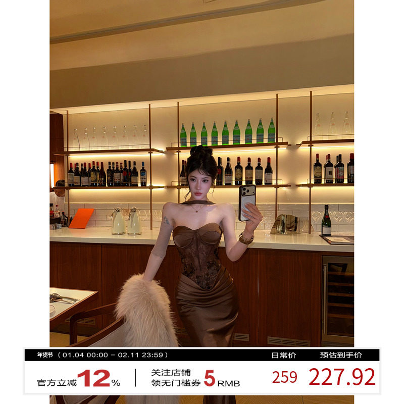 牛牛【晚秋】轻奢名媛性感辣妹蕾丝鱼骨连衣裙N25Q30242,女装/女士精品,连衣裙,淘宝优惠券,粉丝福利购,淘宝优惠卷