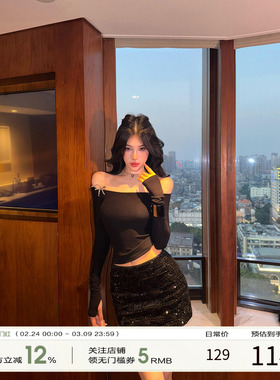 牛牛【嗲系千金】秋冬性感气质辣妹一字肩上衣N25Y30453