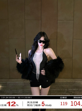 牛牛【完美曲线】法式轻奢性感挂脖上衣套装N25Y30188+N25K30187