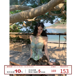 牛了牛了 挂脖背心吊带女2026早春新款法式鱼骨胸衣短款抹胸上衣