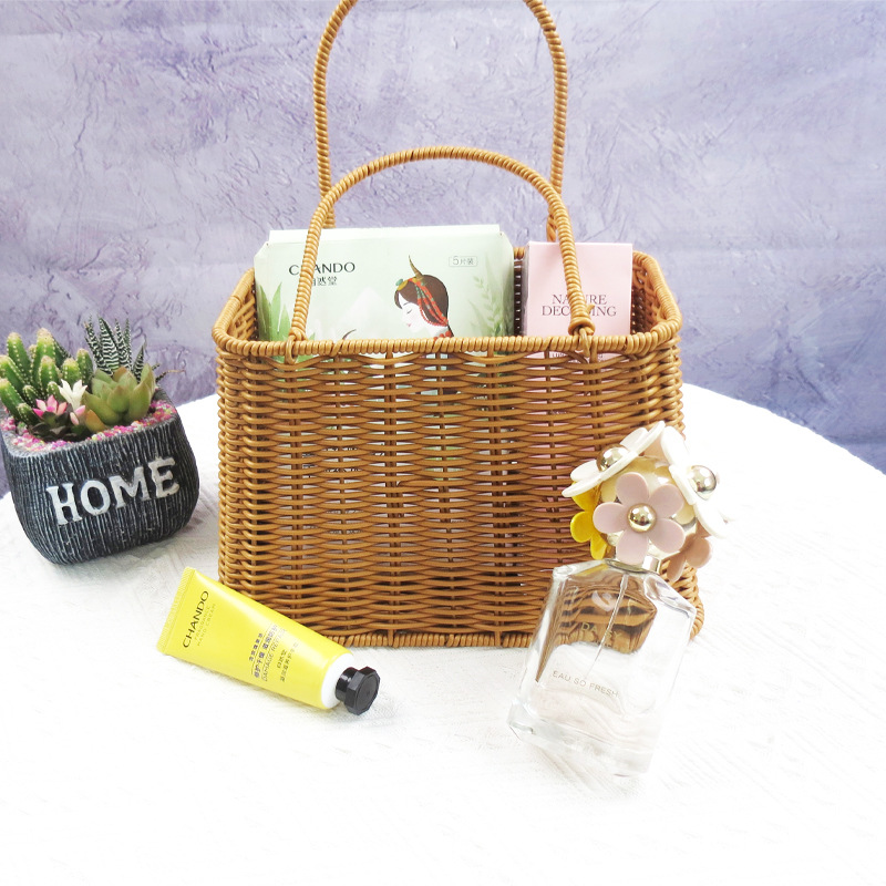 ins藤编手提礼盒编织生日伴手礼礼盒空盒草编水果篮宝宝满月送礼