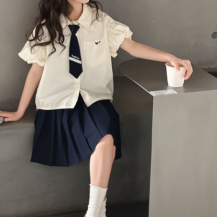 宝宝入园照衣服女童JK制服两件套2025套装夏季新款洋气学院衬衫百