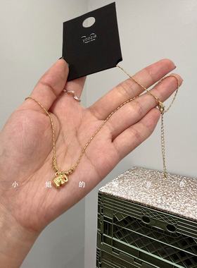 高级感韩国饰品新款小众轻奢百搭锁骨链复古可爱金色小象毛衣链